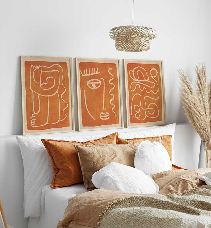 SUNBAKED FACES SET , SET OF 3 PAINTINGS