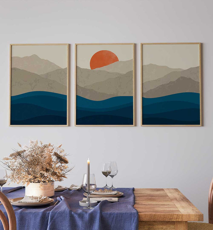 SUNBOUND SET , SET OF 3 PAINTINGS