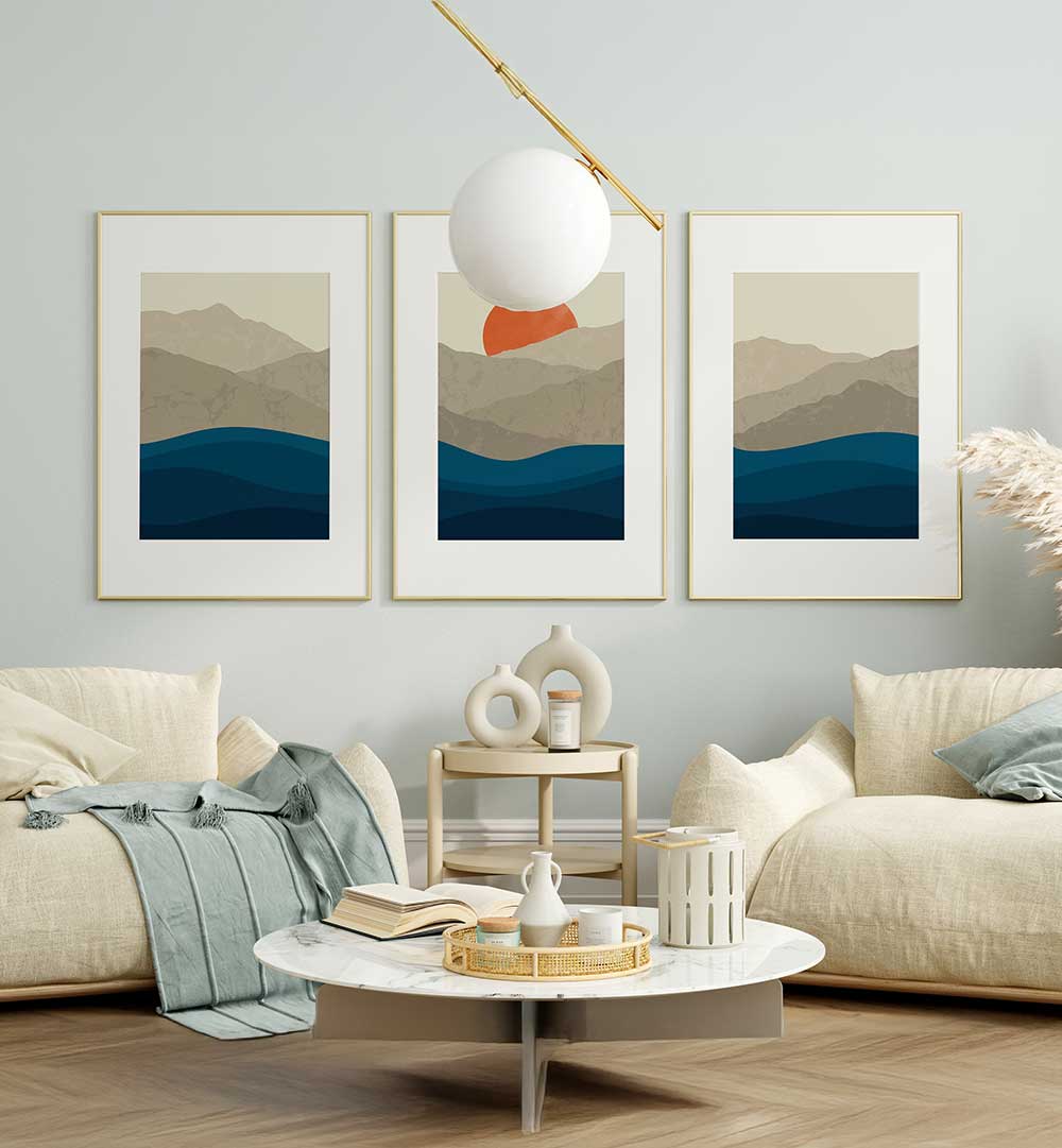 SUNBOUND SET , SET OF 3 PAINTINGS