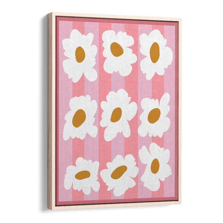 Sunday Spring by Miho Art Studio Botanical Art Prints Floral Paintings in Oak Wood Floater Frame