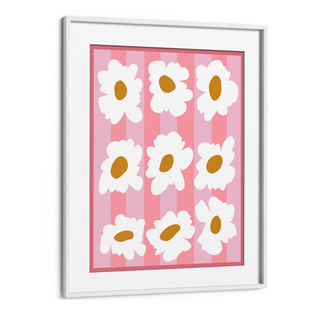 Sunday Spring by Miho Art Studio Botanical Art Prints Floral Paintings in White Frame With Mount