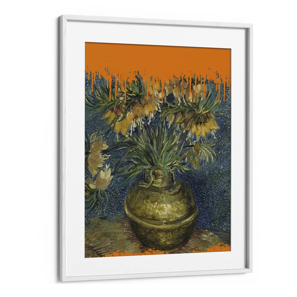 Sunflowers and the Splash Van Gogh by the Art Concept Altered Art Prints in White Frame With Mount