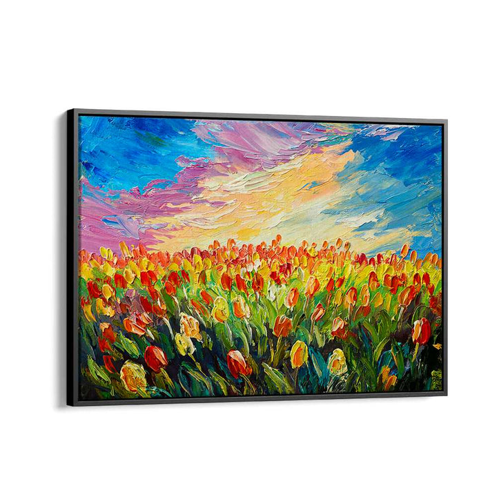 Sunkissed Meadow Vintage European Paintings in Black Floater Frame