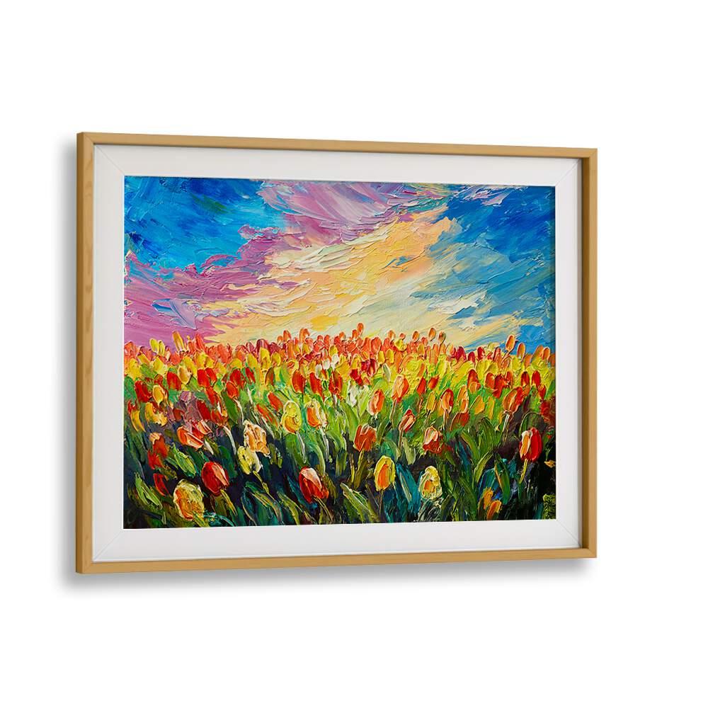 Sunkissed Meadow Vintage European Paintings in Oak Wood Frame With Mount