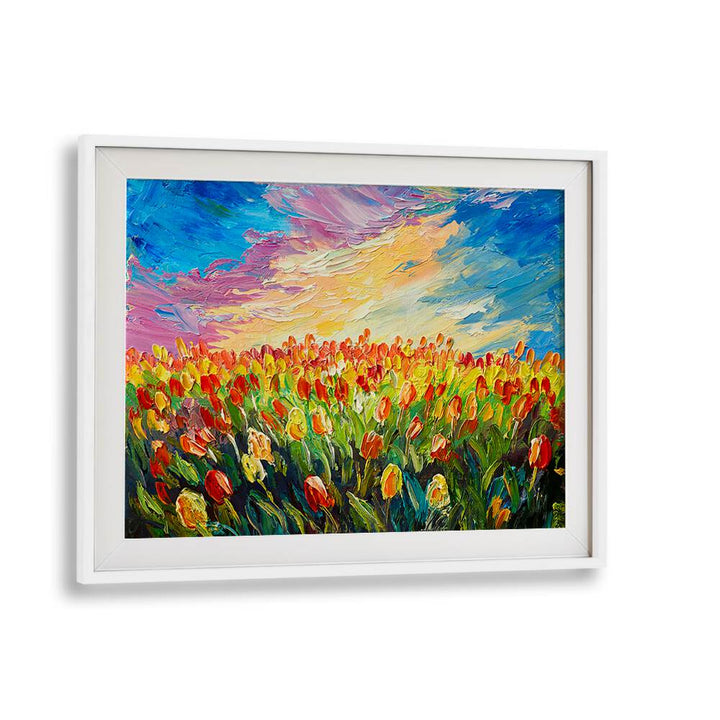 Sunkissed Meadow Vintage European Paintings in White Frame With Mount