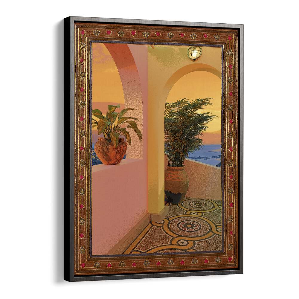 Sunny Place By Cosmo Zach Surreal Art Prints in Black Floater Frame