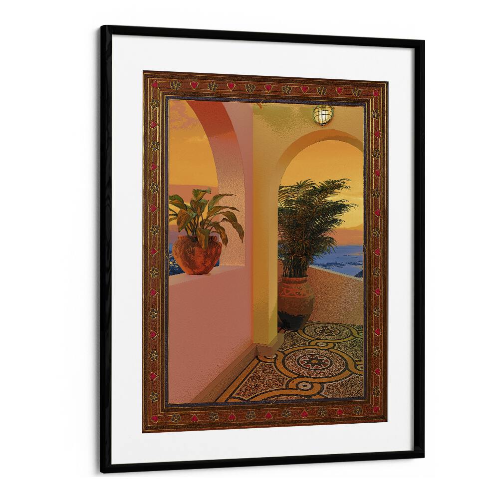 Sunny Place By Cosmo Zach Surreal Art Prints in Black Frame With Mount