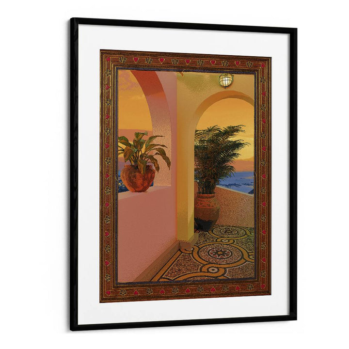 Sunny Place By Cosmo Zach Surreal Art Prints in Black Frame With Mount