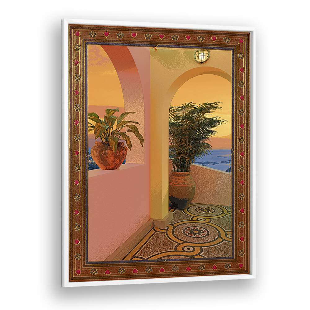 Sunny Place By Cosmo Zach Surreal Art Prints in White Plain Frame