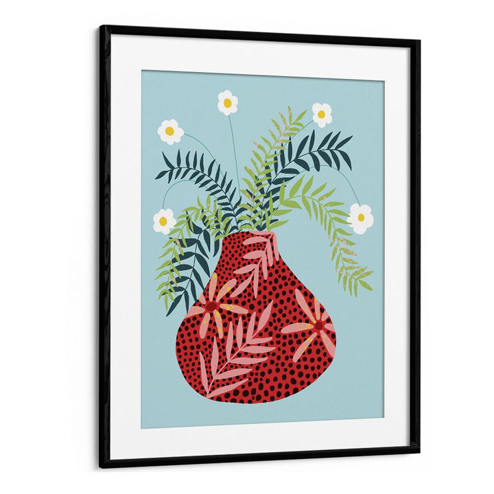 Sunny Side Up Flower Pot By Uma Gokhale Botanical Paintings in Black Frame With Mount