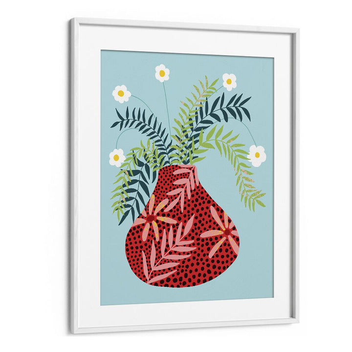 Sunny Side Up Flower Pot By Uma Gokhale Botanical Paintings in White Frame With Mount