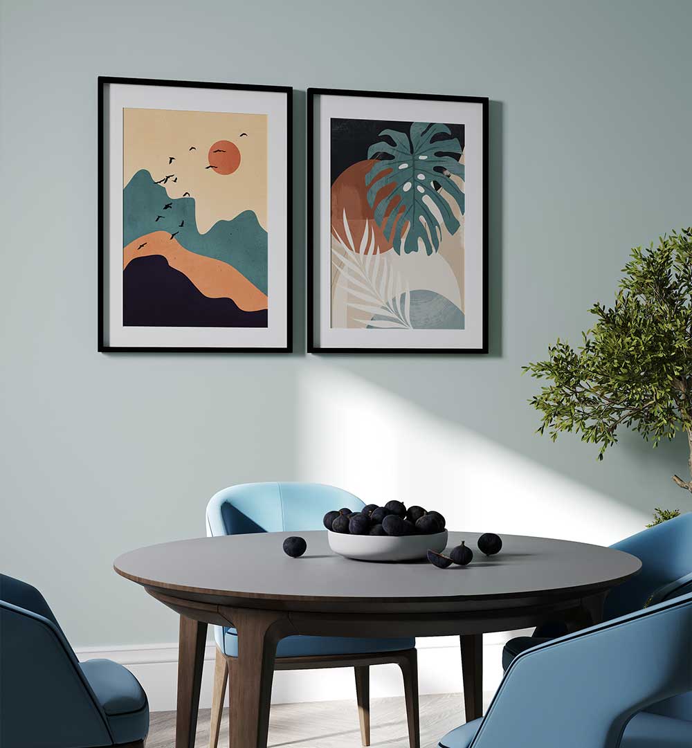 SUNRISE JUNGLE SET , SET OF 2 PAINTINGS