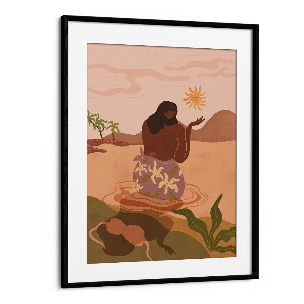 Sunset By Arty Guava Wall Art Prints in Black Frame With Mount