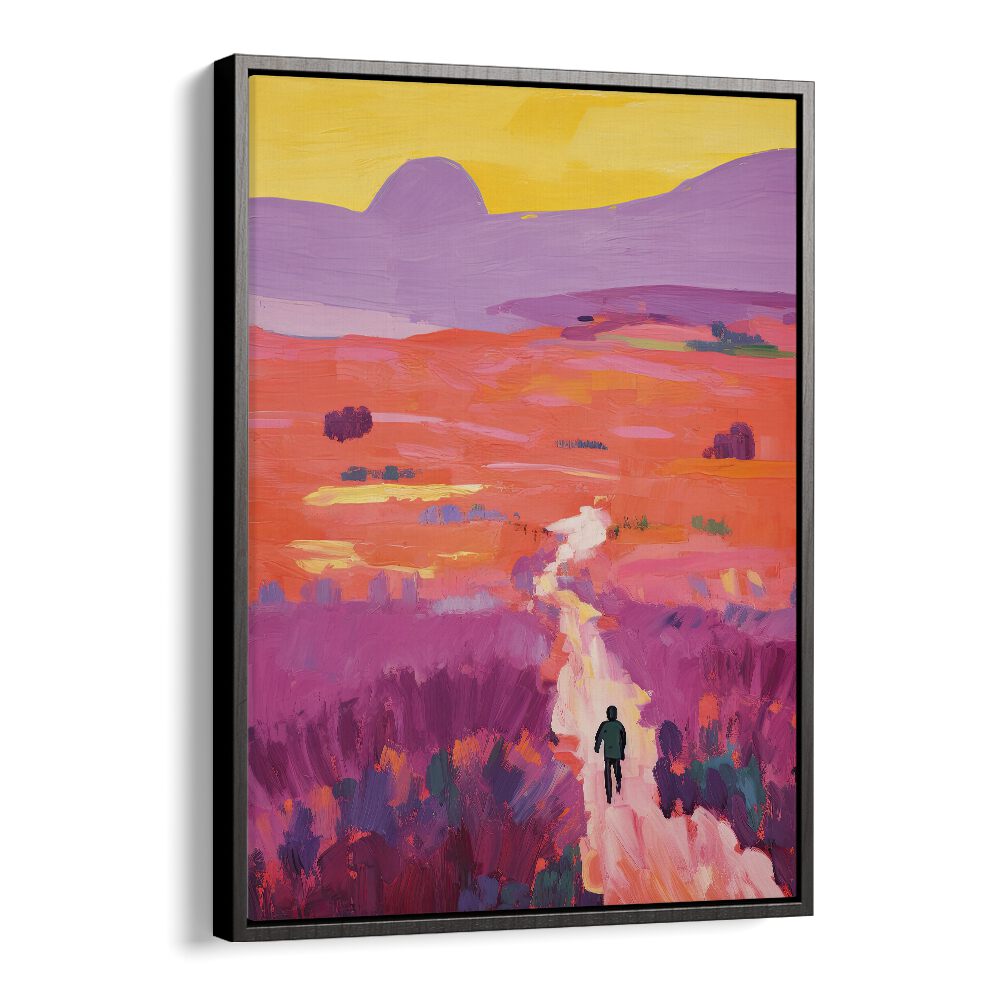 Sunset In Dessert  Kids Paintings in Black Floater Frame