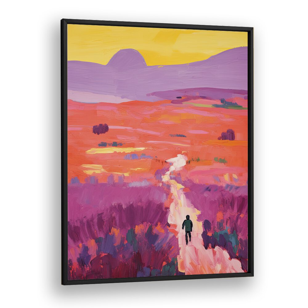 Sunset In Dessert  Kids Paintings in Black Plain Frame