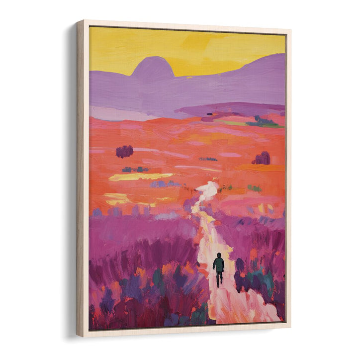 Sunset In Dessert  Kids Paintings in Oak Wood Floater Frame