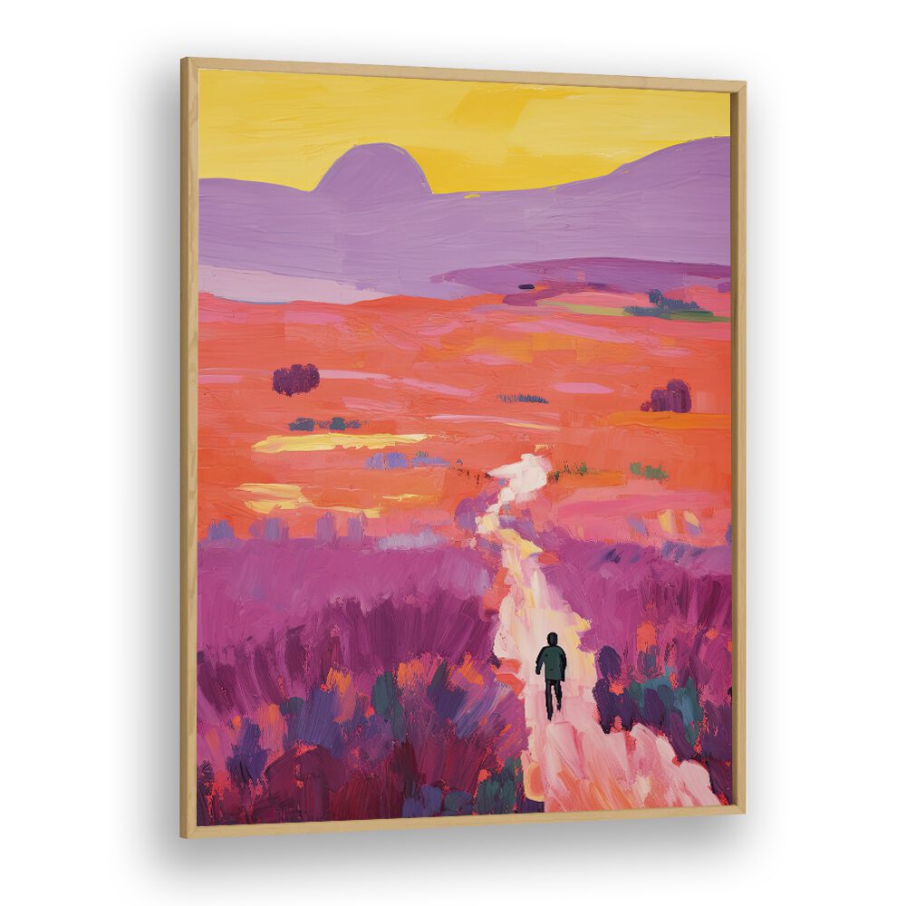 Sunset In Dessert  Kids Paintings in Oak Wood Plain Frame