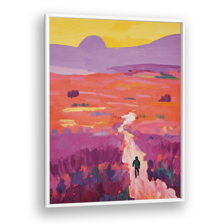 Sunset In Dessert  Kids Paintings in White Plain Frame