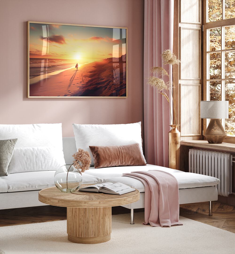Serene SUNSET BEACH, BEACH PAINTINGS by Philippe Hugonnard, perfect for beach lovers to enhance their space.