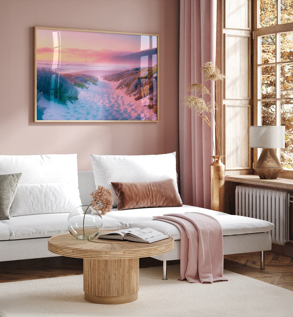 Transform your space with SUNSET SAND PATH, BEACH PAINTINGS, capturing serene coastal beauty by Philippe Hugonnard.