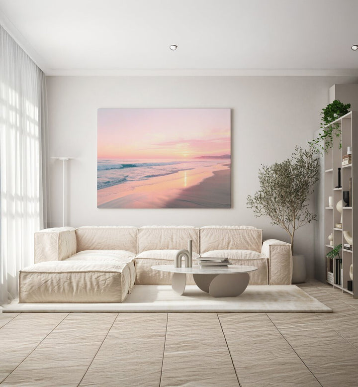 Transform your space with SUNSET SERENITY, BEACH PAINTINGS, showcasing tranquil sunset hues by Philippe Hugonnard.
