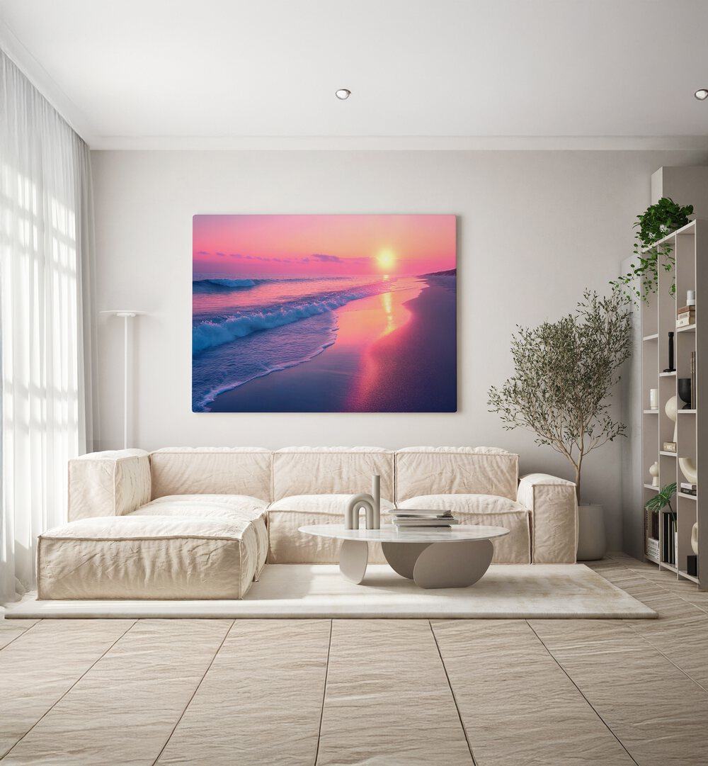 Tranquil SUNSET SONATA, BEACH PAINTINGS by Philippe Hugonnard enhances relaxation in any stylish living space.