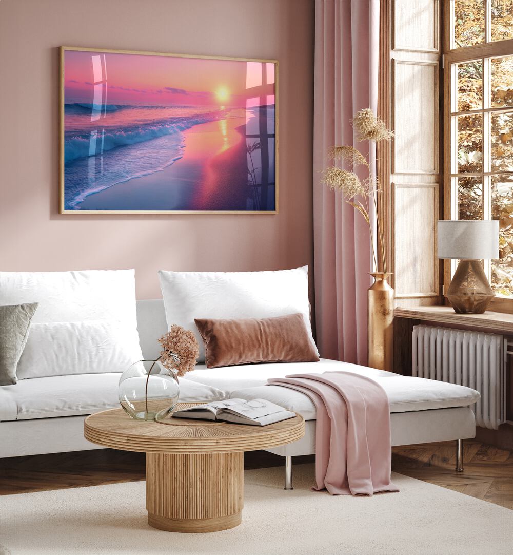 Tranquil SUNSET SONATA, BEACH PAINTINGS by Philippe Hugonnard enhance relaxation in modern home decor.