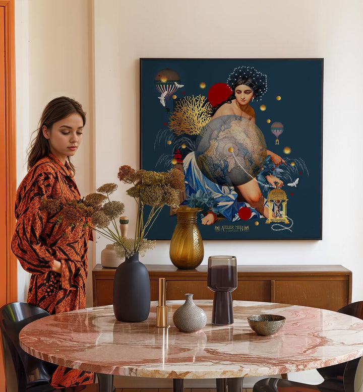 Surreal art print depicting harmony and unity, perfect for home decor. SUPPORT FOR PEACE, SURREAL ART PRINTS enhance your space.
