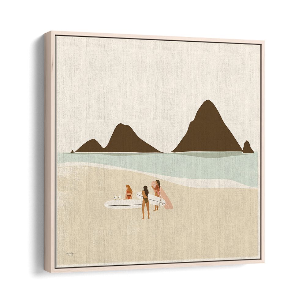 Surf Club By Andi Bell Beach Prints in Oak Wood Floater Frame