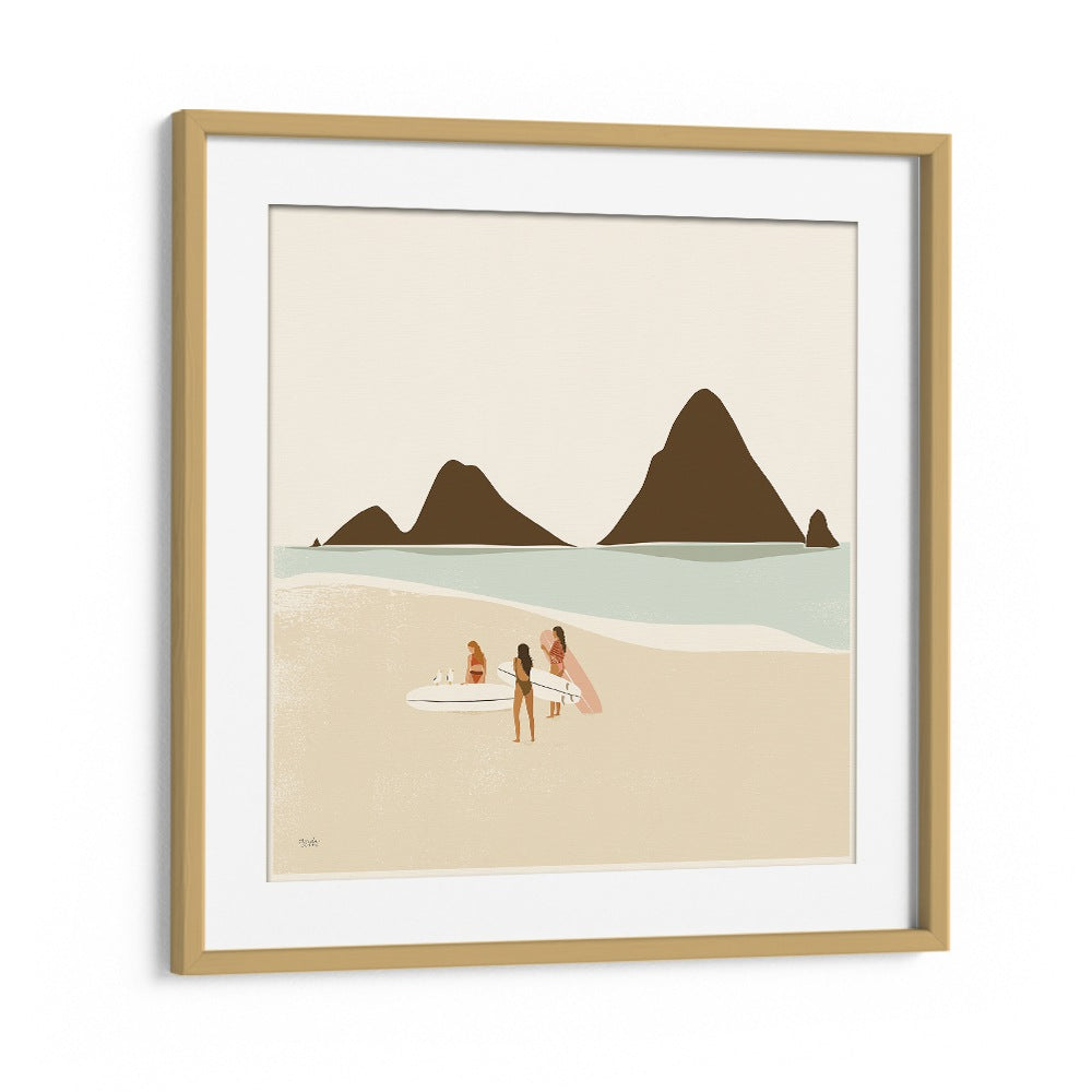 Surf Club By Andi Bell Beach Prints in Oak Wood Frame With Mount