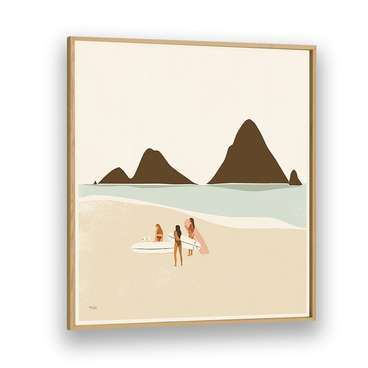 Surf Club By Andi Bell Beach Prints in Oak Wood Plain Frame