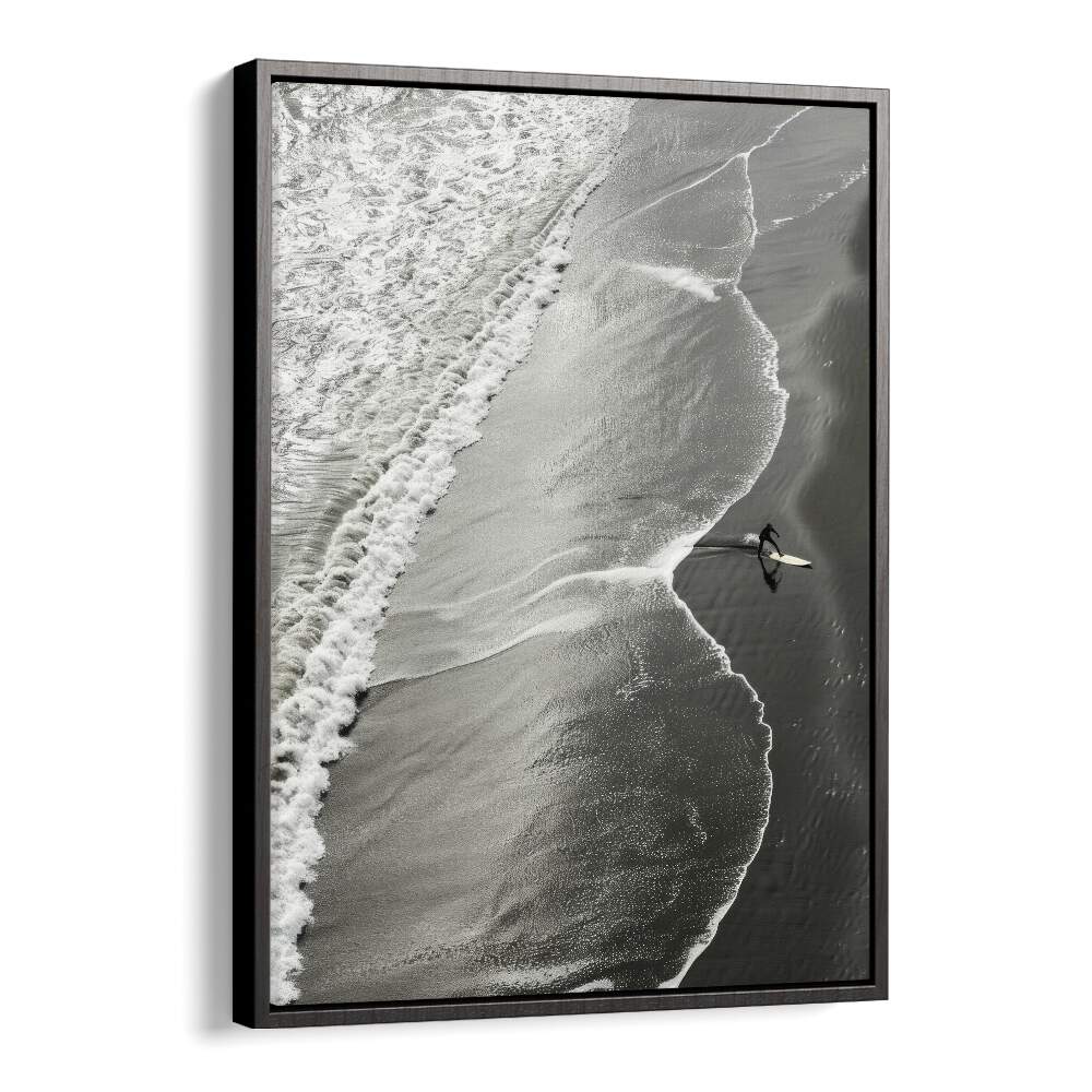 Surf Noir Beach Prints Coastal Wall Art in Black Floater Frame