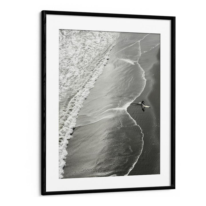 Surf Noir Beach Prints Coastal Wall Art in Black Frame With Mount