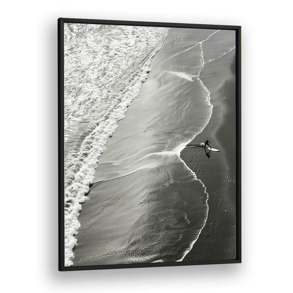 Surf Noir Beach Prints Coastal Wall Art in Black Plain Frame