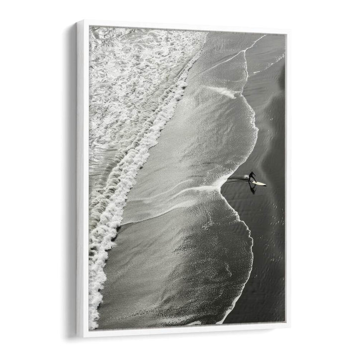 Surf Noir Beach Prints Coastal Wall Art in White Floater Frame