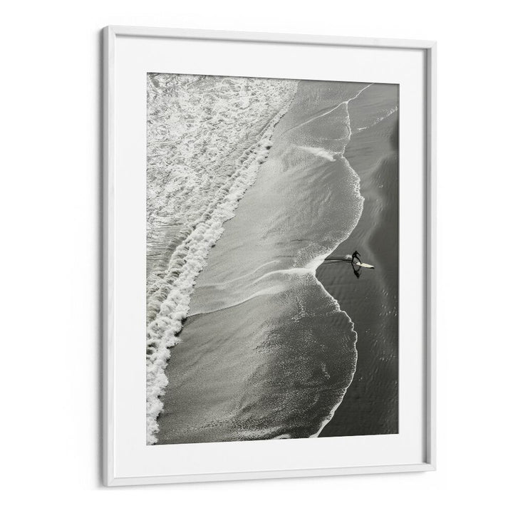 Surf Noir Beach Prints Coastal Wall Art in White Frame With Mount