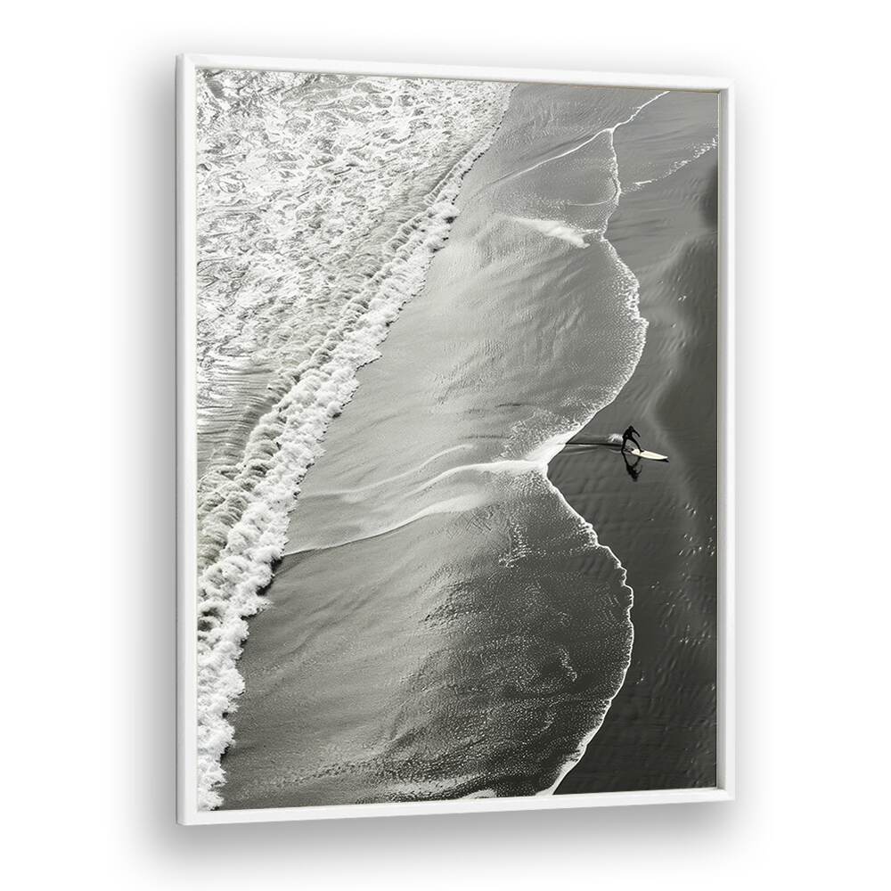 Surf Noir Beach Prints Coastal Wall Art in White Plain Frame