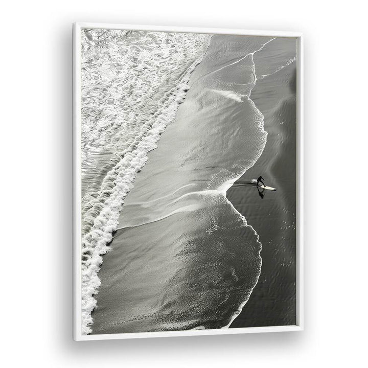 Surf Noir Beach Prints Coastal Wall Art in White Plain Frame