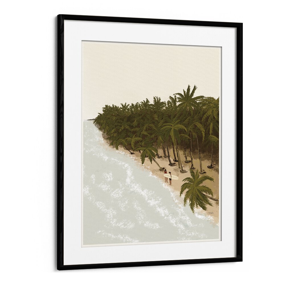 Surfers Paradise By Andi Bell Beach Prints in Black Frame With Mount