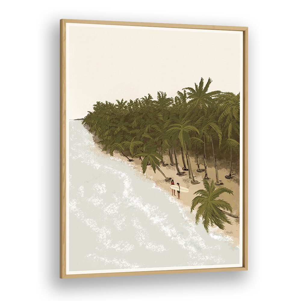 Surfers Paradise By Andi Bell Beach Prints in Oak Wood Plain Frame