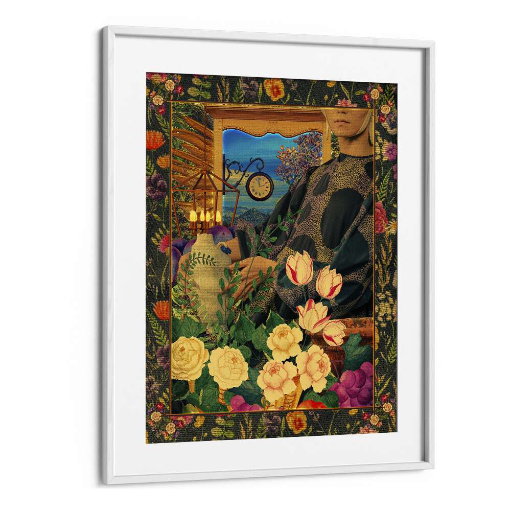 Surreal Floral Portail Collage By Cosmo Zach Surreal Art Prints in White Frame With Mount