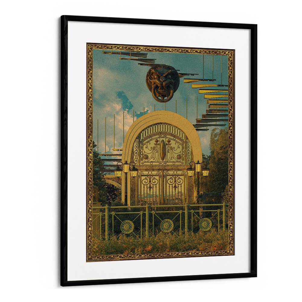 Surreal Gate By Cosmo Zach Surreal Art Prints in Black Frame With Mount