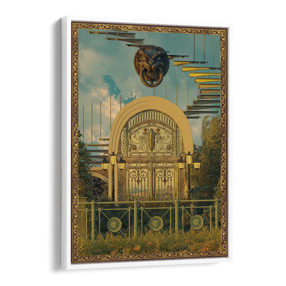 Surreal Gate By Cosmo Zach Surreal Art Prints in White Floater Frame