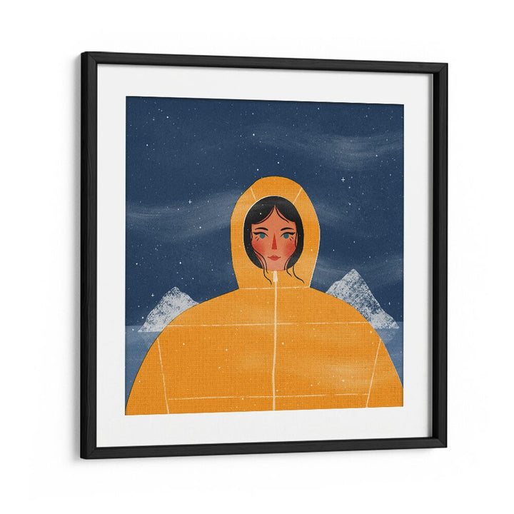 Svalbard Girl By Julia Leister Women Illustration Paintings in Black Frame With Mount