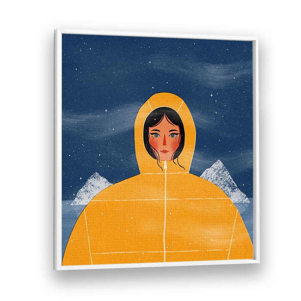 Svalbard Girl By Julia Leister Women Illustration Paintings in White Plain Frame