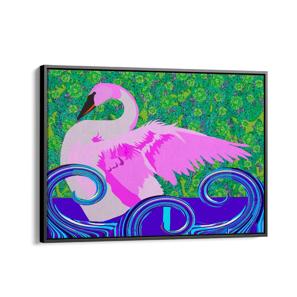 Swan Lake By Lynnda Rakos Pop Art Paintings Pop Art Prints in Black Floater Frame