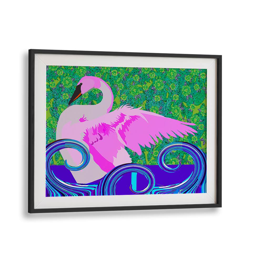 Swan Lake By Lynnda Rakos Pop Art Paintings Pop Art Prints in Black Frame With Mount