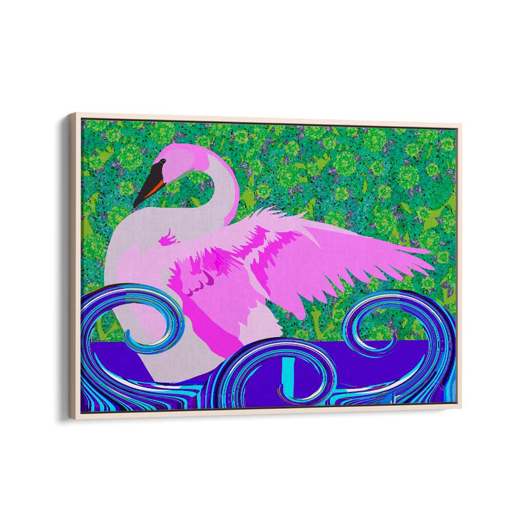 Swan Lake By Lynnda Rakos Pop Art Paintings Pop Art Prints in Oak Wood Floater Frame