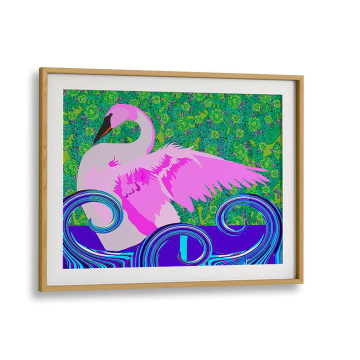 Swan Lake By Lynnda Rakos Pop Art Paintings Pop Art Prints in Oak Wood Frame With Mount