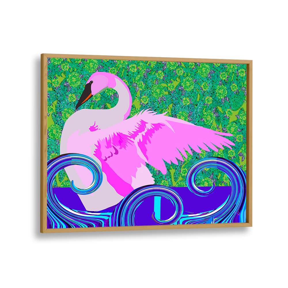 Swan Lake By Lynnda Rakos Pop Art Paintings Pop Art Prints in Oak Wood Plain Frame